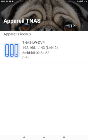 Liste des NAS détectés par l'application mobile TNAS Mobile 3 de TerraMaster